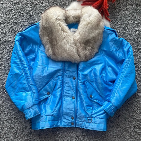 Bruno Jackets & Blazers - Bruno Blue Parka with Fur Collar